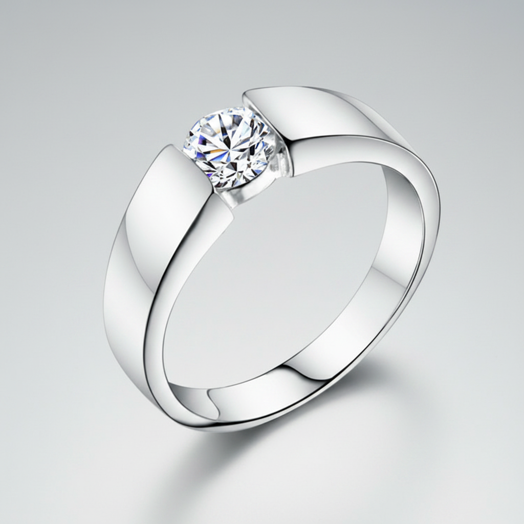 Crown Solitaire – Herrenring aus feinem Silber