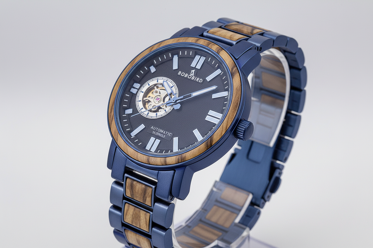 TIMBER ELEMENT – Echte Holzuhr mit Open-Heart-Dial
