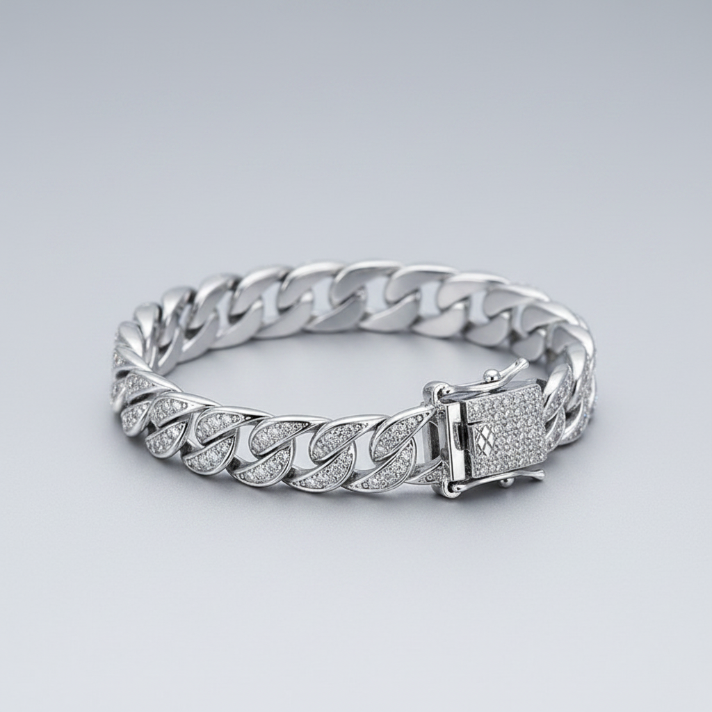 Aura Ice – Iced-Out Panzerarmband aus 925er Sterlingsilber