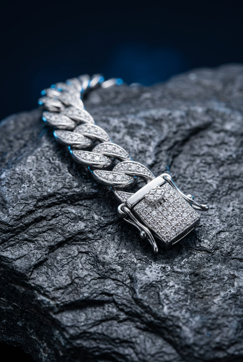 AURA ICE – Iced-Out Panzerarmband aus 925er Sterlingsilber