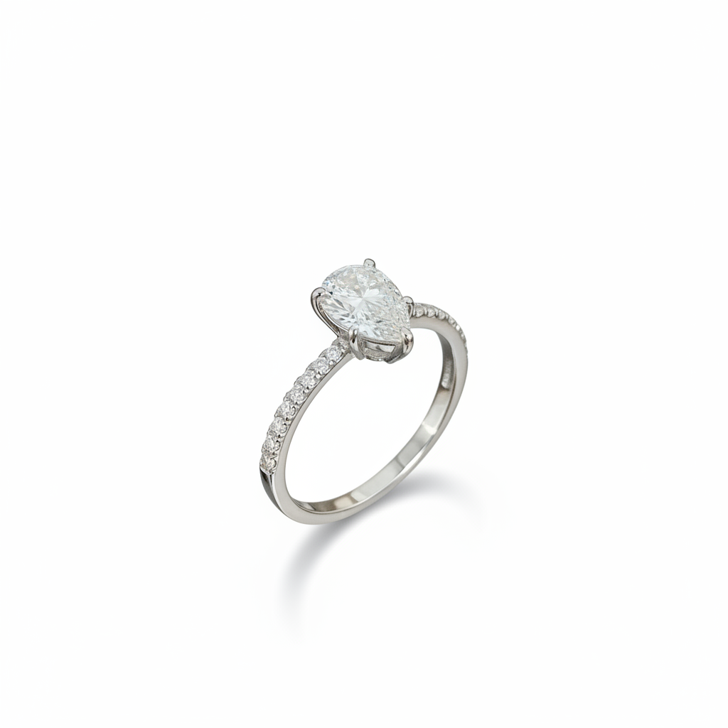 Pure Drop – Damenring mit 1 Karat Moissanit in Tropfenform