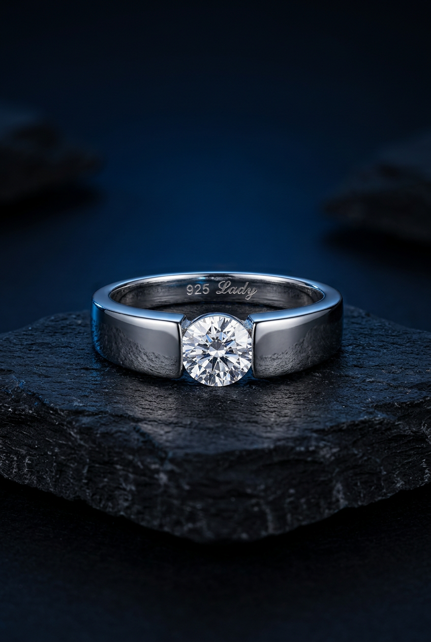 CROWN SOLITAIRE – Herrenring aus feinem Silber