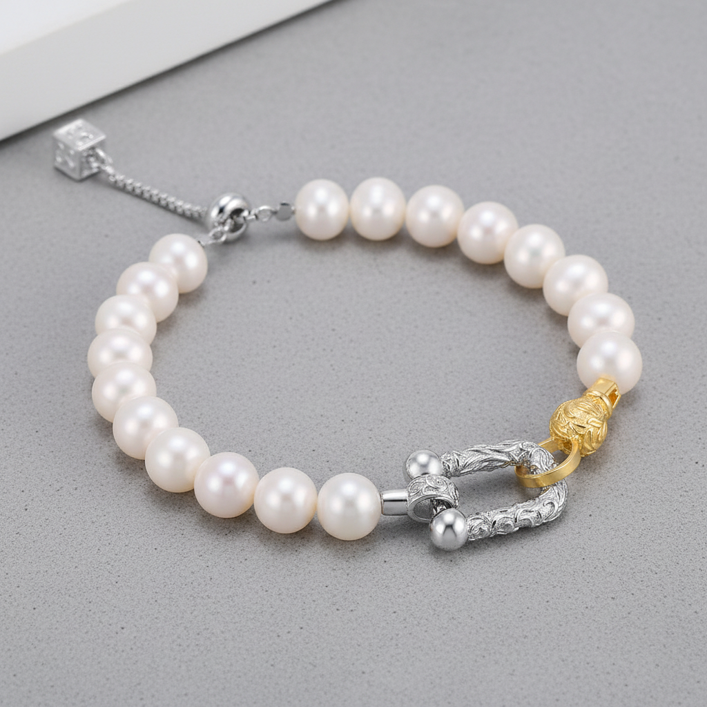 Pearl Harmony – Armband aus 925er Sterlingsilber & Süßwasserperlen